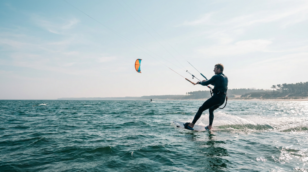 Kitesurfer with an all-round kite