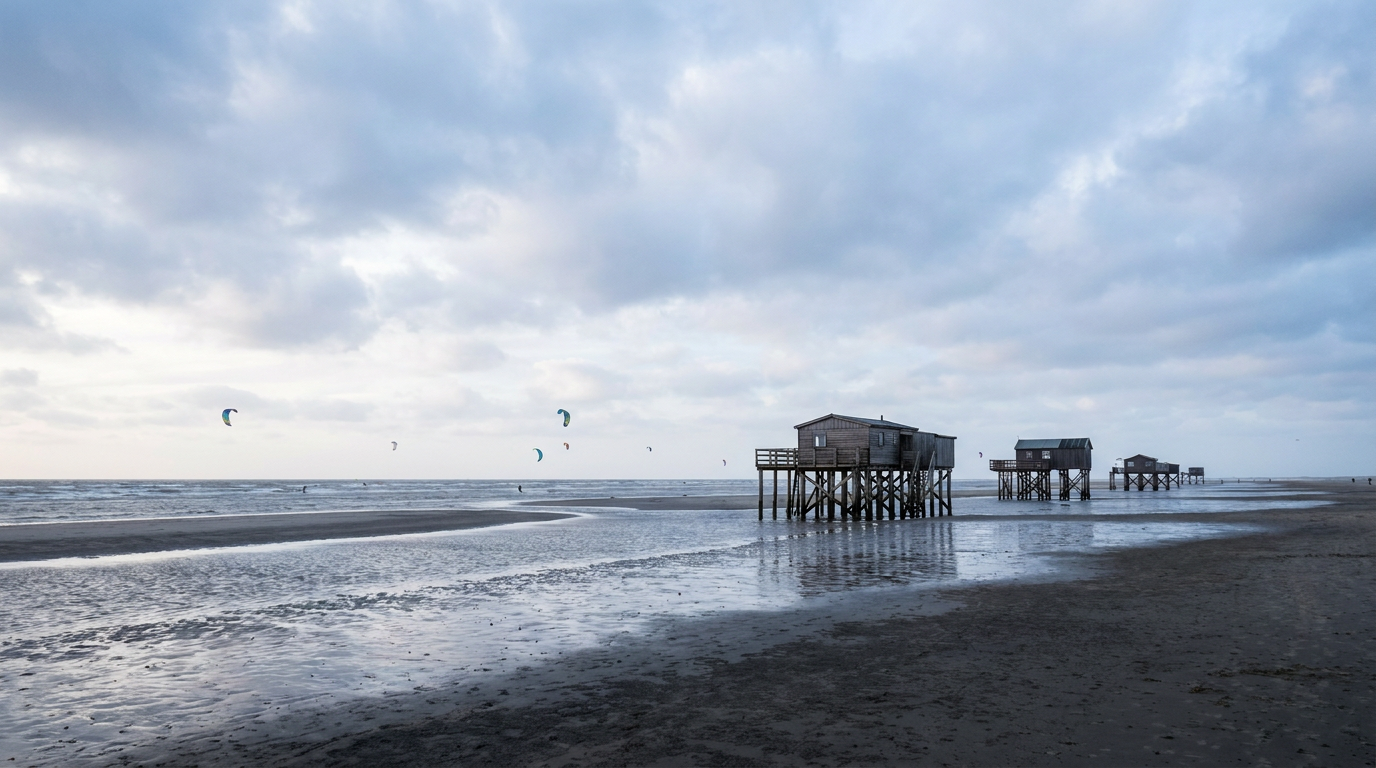 Weiter flacher Sandstrand an der Nordsee