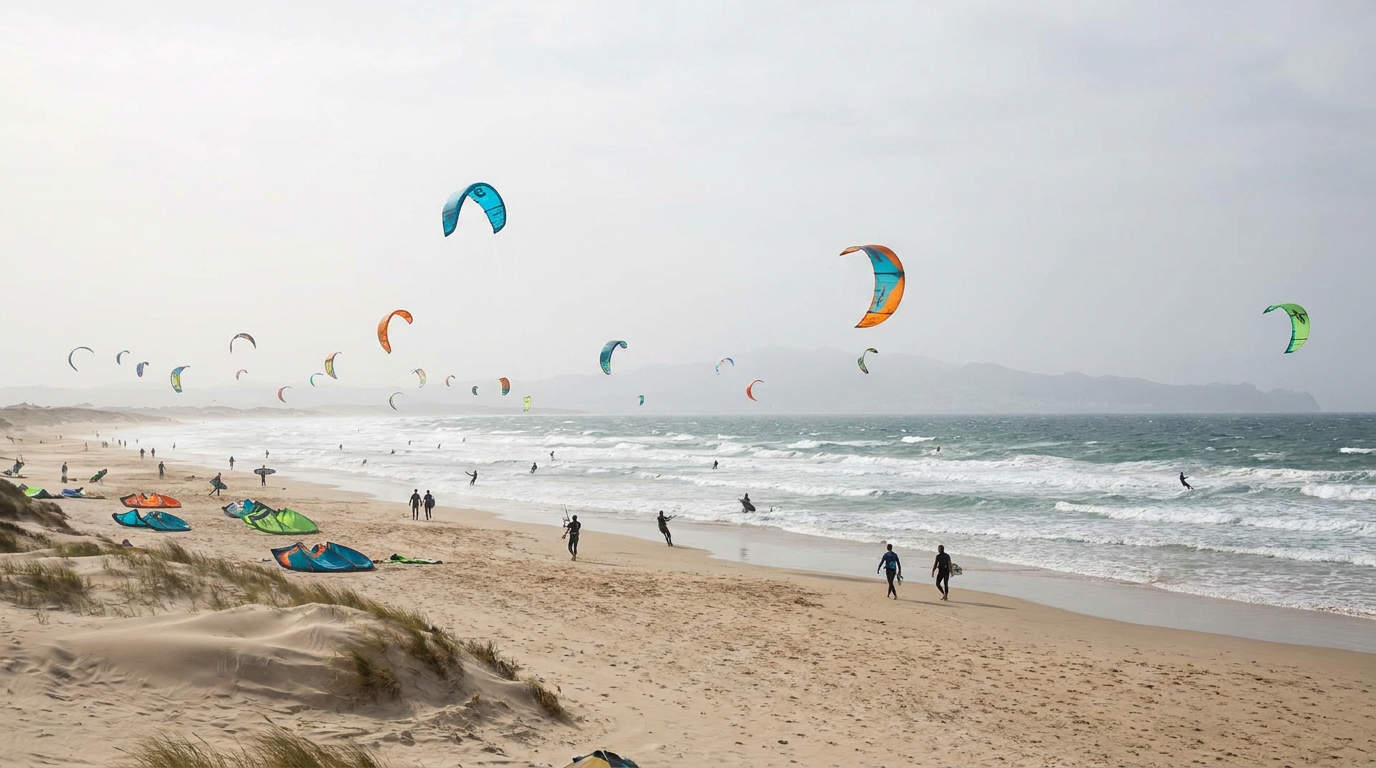 Kitesurfer in der Welle vor Tarifa
