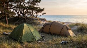 Camping: das richtige Zelt , Wahl, Aufbau am Wind und dämmen