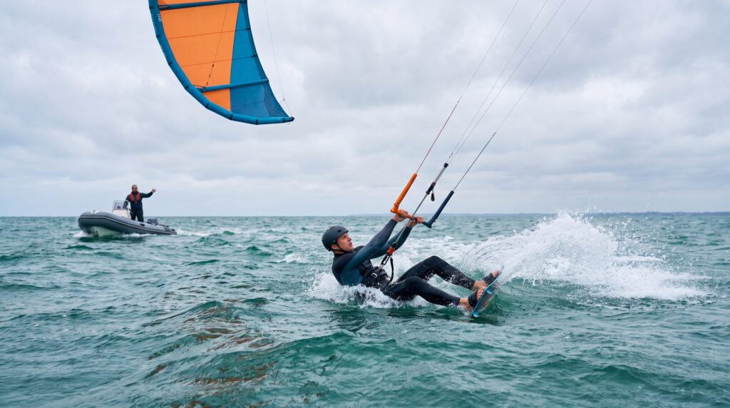 Kitesurfista en acción en el mar Báltico
