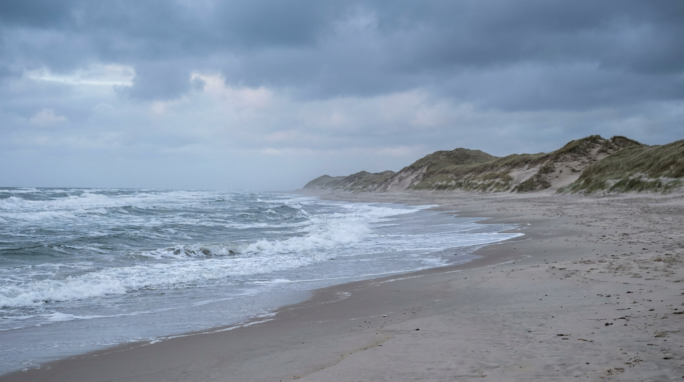 Surf on the open North Sea at Henne Strand