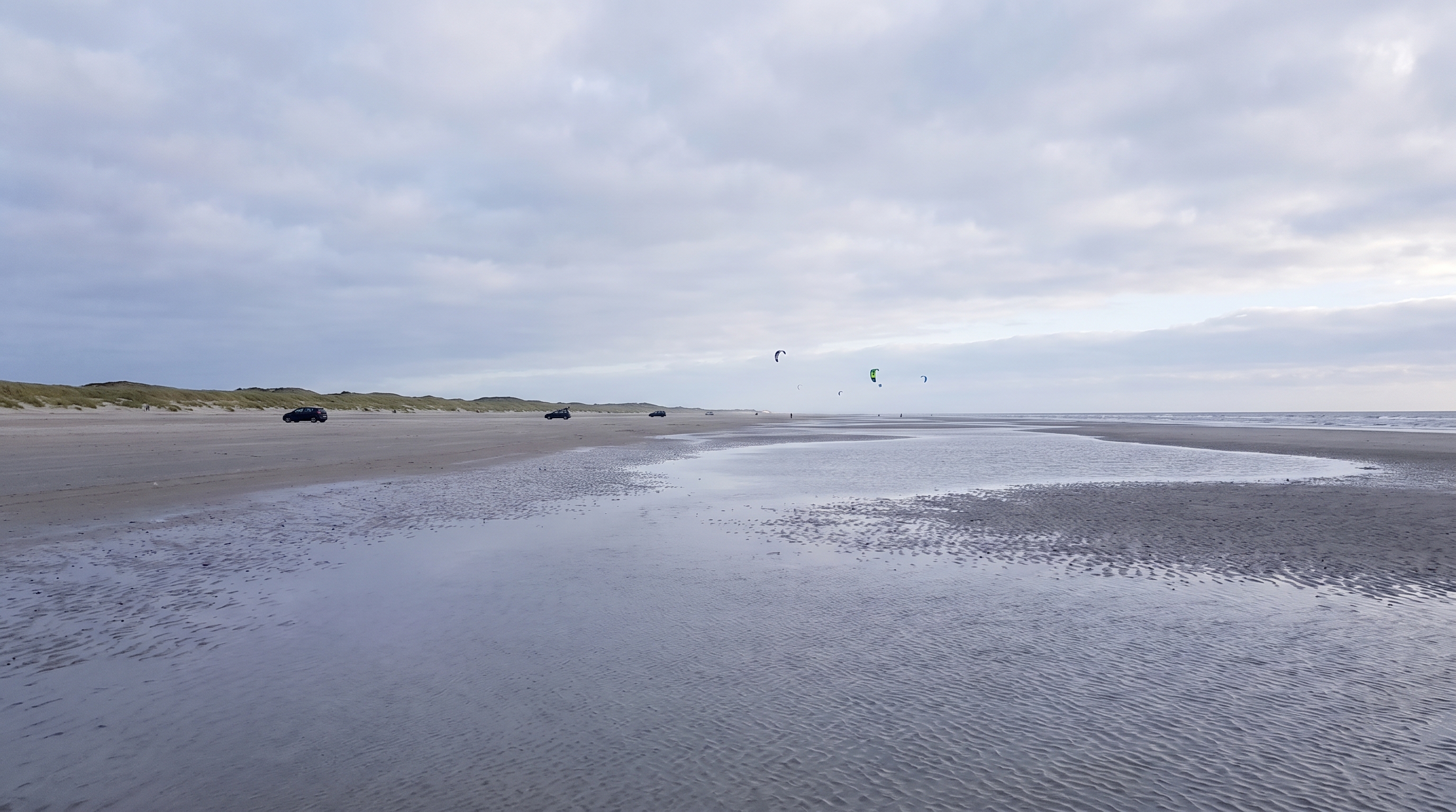Wide drivable sandy beach on Rømø