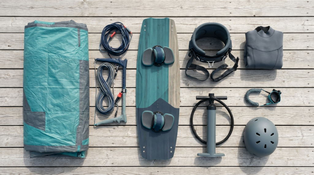 Complete kitesurfing set
