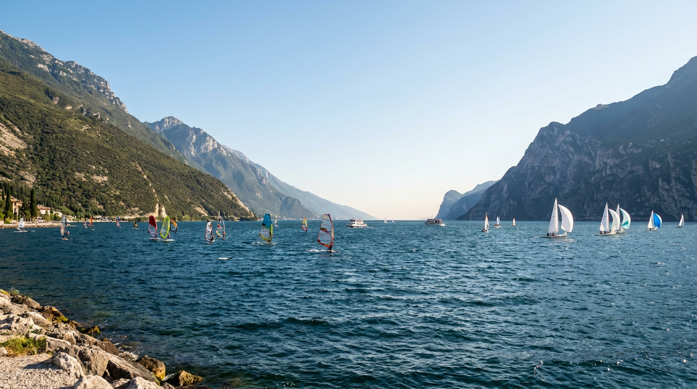 Lake Garda , thermal wind between the mountains