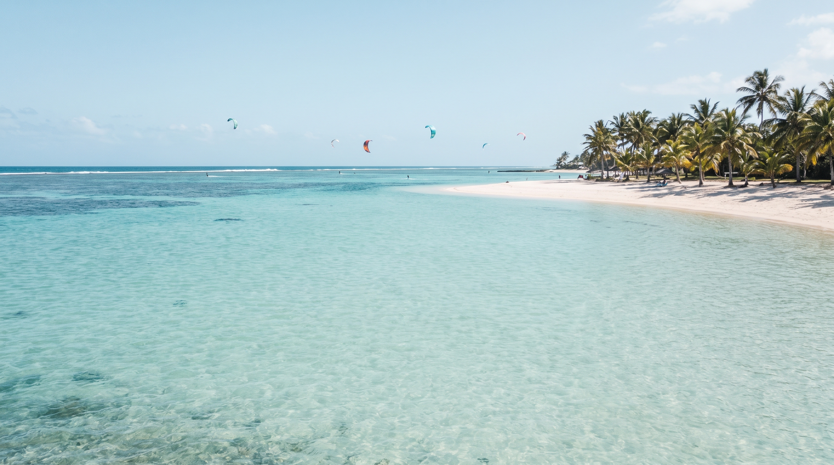 Mauritius , turquoise reef lagoon at Le Morne