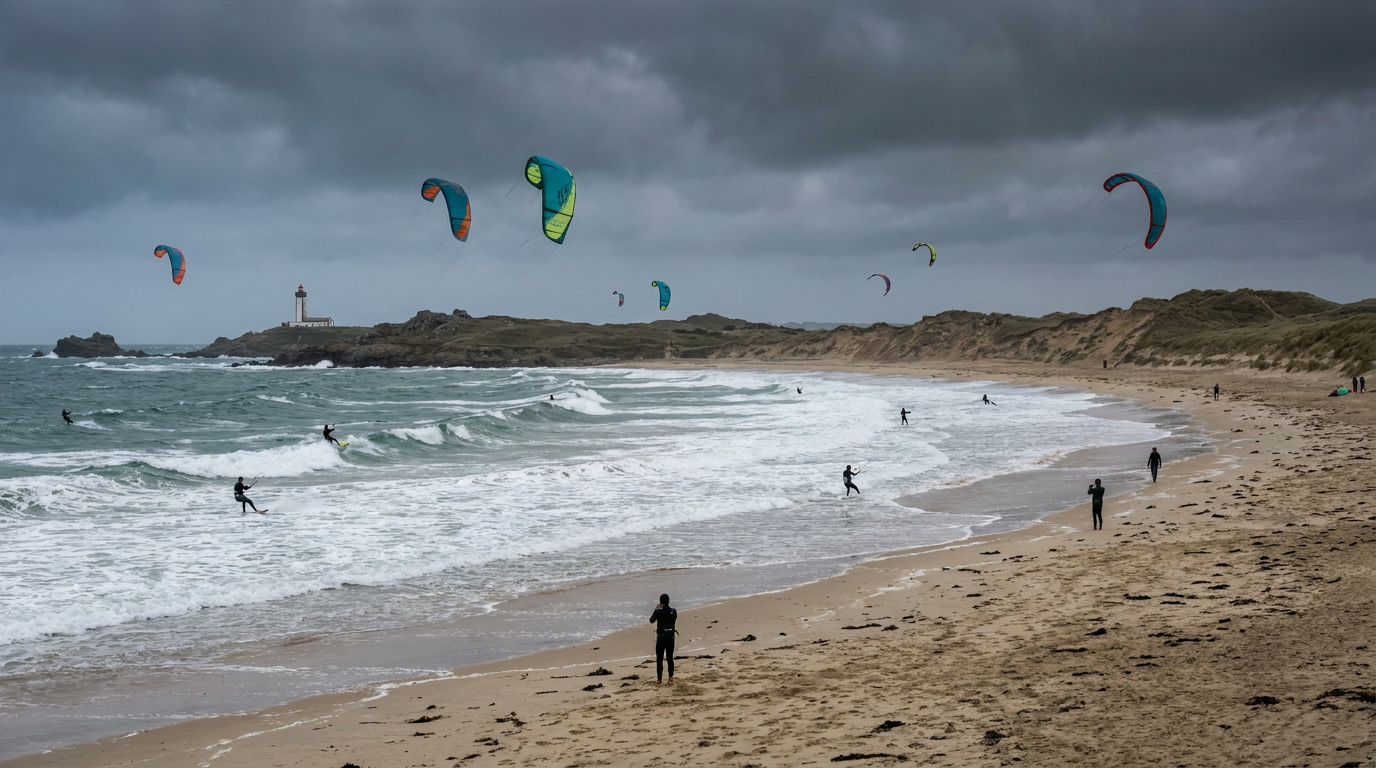 Kitesurfing in France , Atlantic waves in Brittany and the wind-reliable lagoon of Leucate on the Mediterranean