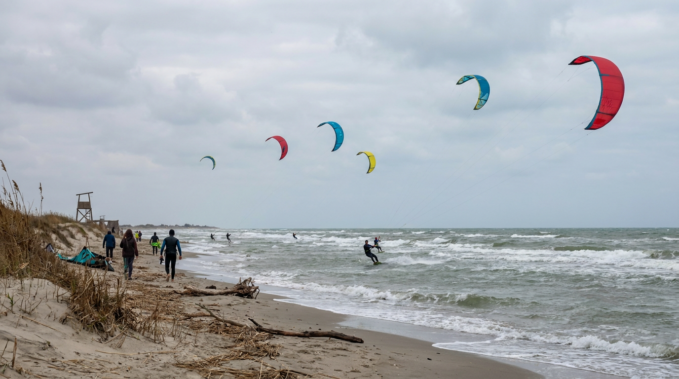 Kitesurf spot Romania on the Black Sea with wide sandy beaches near Mamaia