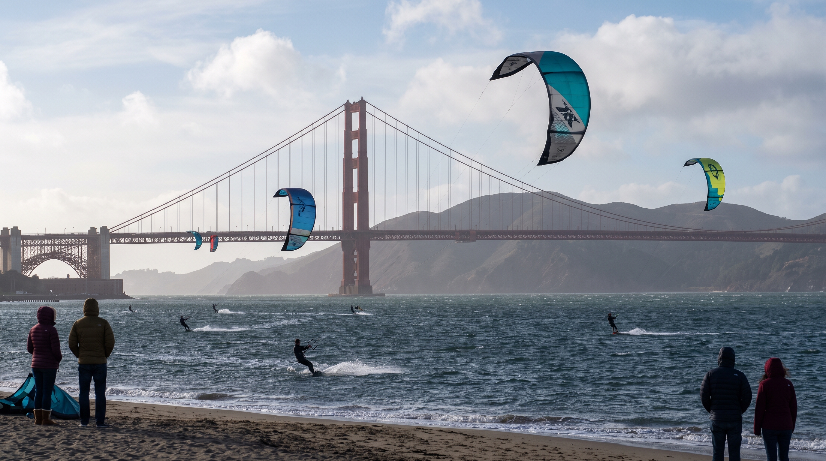 Kiter in front of the Golden Gate Bridge on San Francisco Bay